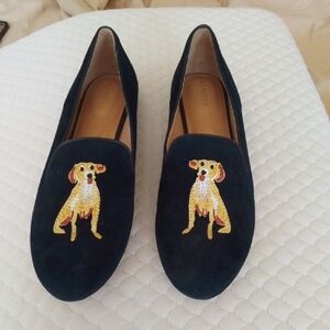 Talbots Navy Blue Loafers with Dog Embroidery